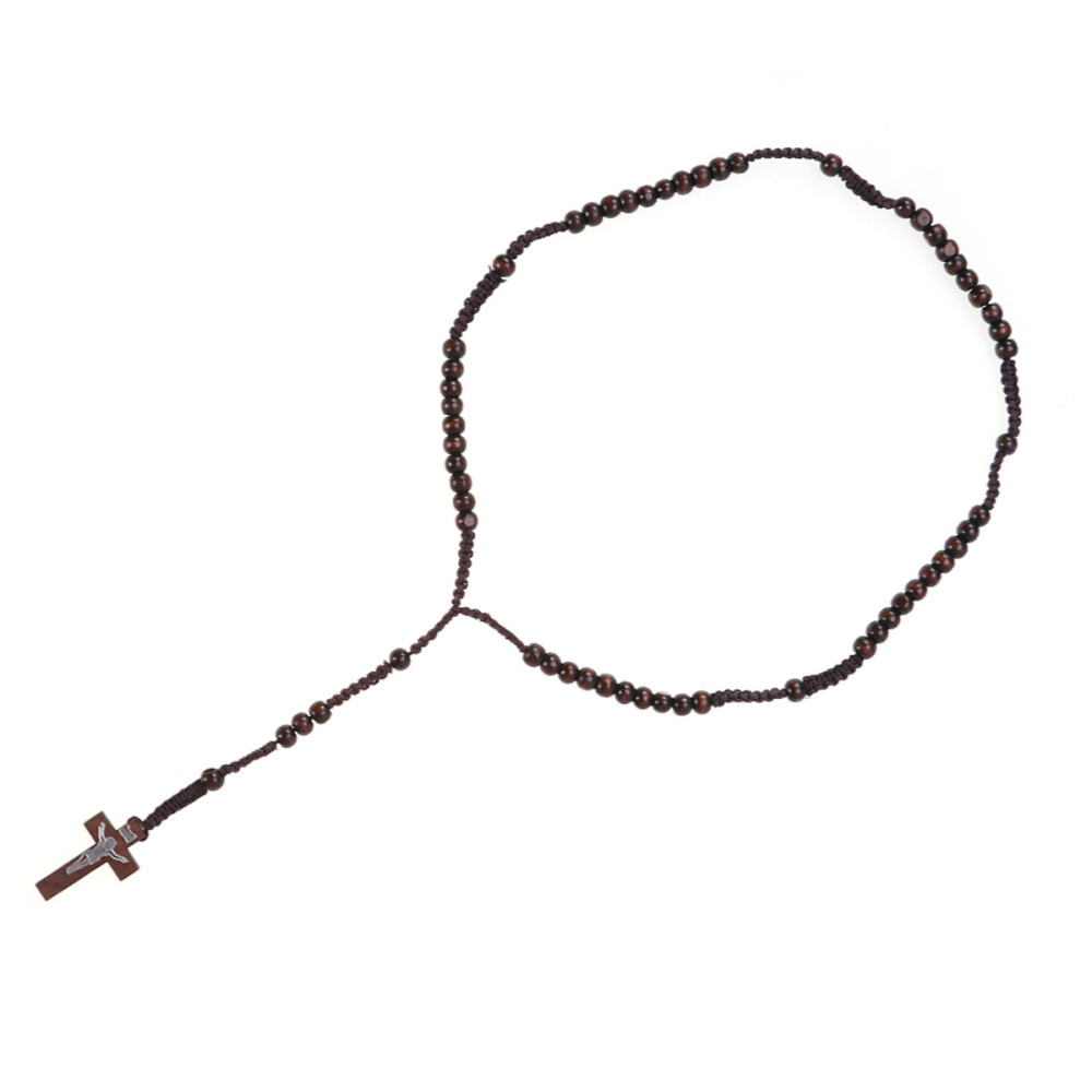 Beaded Neck Pendant Beads Rosary Necklace Cross Chain Accessories Men Women