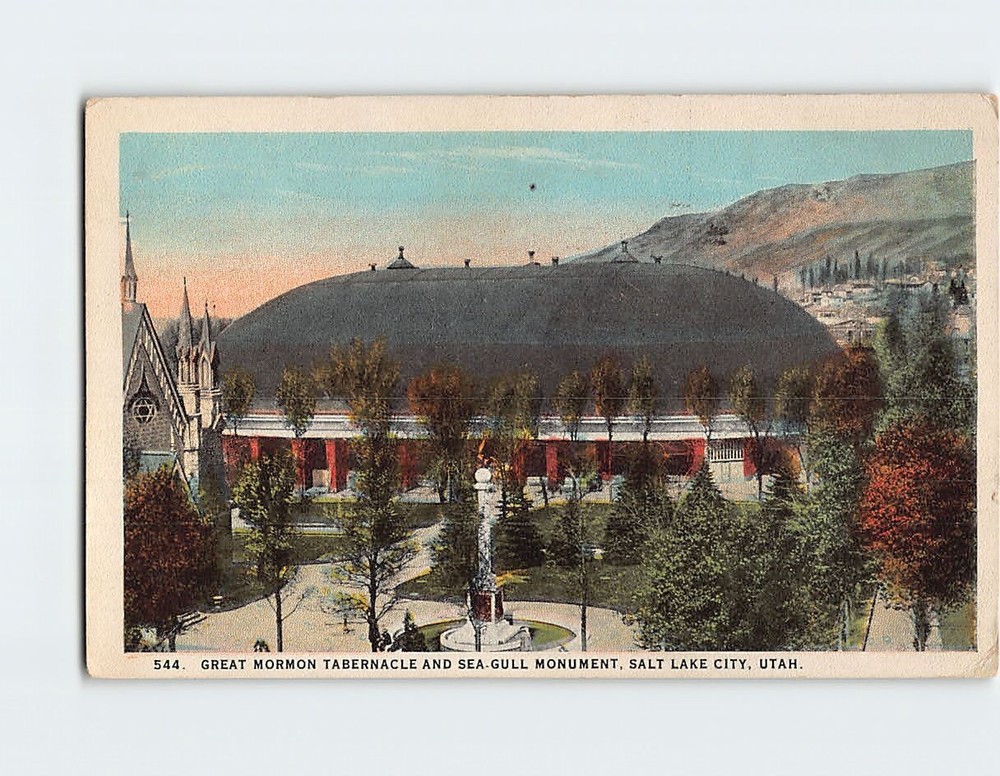 Postcard Great Mormon Tabernacle & Seagull Monument Salt Lake City Utah