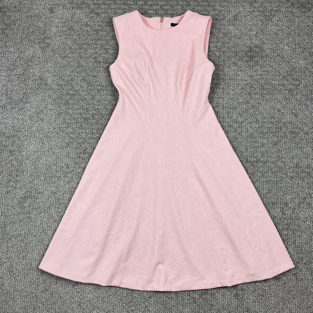 Tommy Hilfiger Dress Womens 4 Pink Sleeveless Fit Flare Jacquard Party Elegant