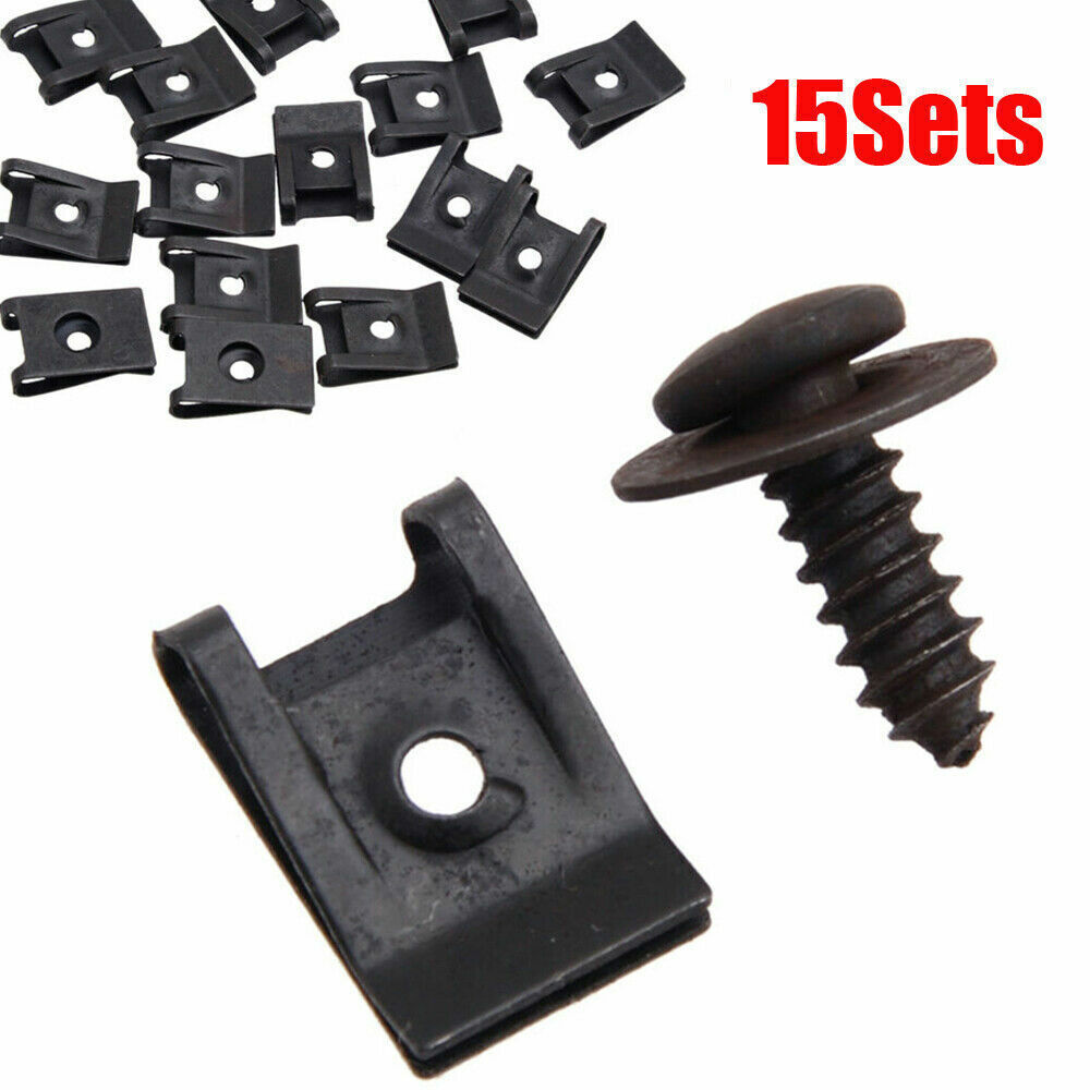 15-Pack U-Type Clip Screw Retainers for Car Fender Trim Panel Fasteners
