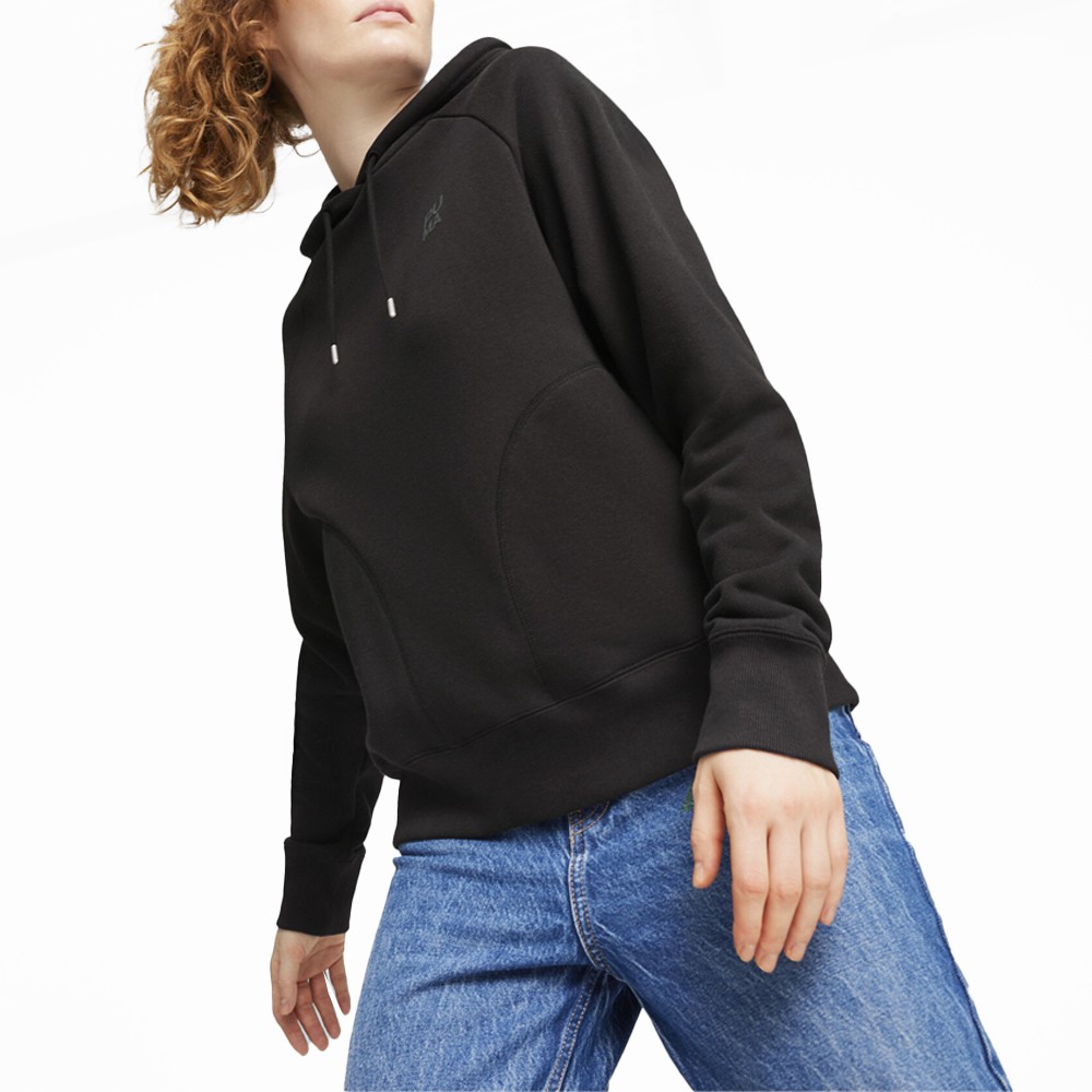 PUMA Infuse Relaxed Drawstring Pullover Hoodie Womens Black Casual Outerwear 624