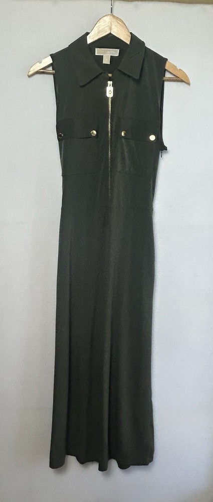 Michael Michael Kors Sleeveless Olive Green Zip Front Jumpsuit SZ M Utility Styl