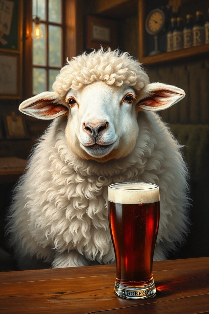 Sheep Beer Pub Fantasy 4x6 Premium Photo Art Print Wall Decor