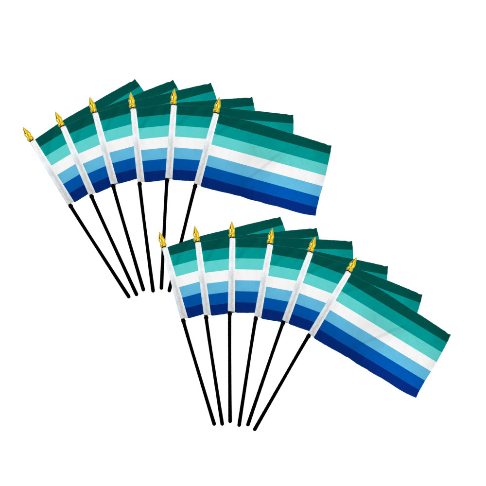 Gay Male 4x6in LGBTQ Rainbow MLM Pride Stick Flag - 1 Dozen Pack