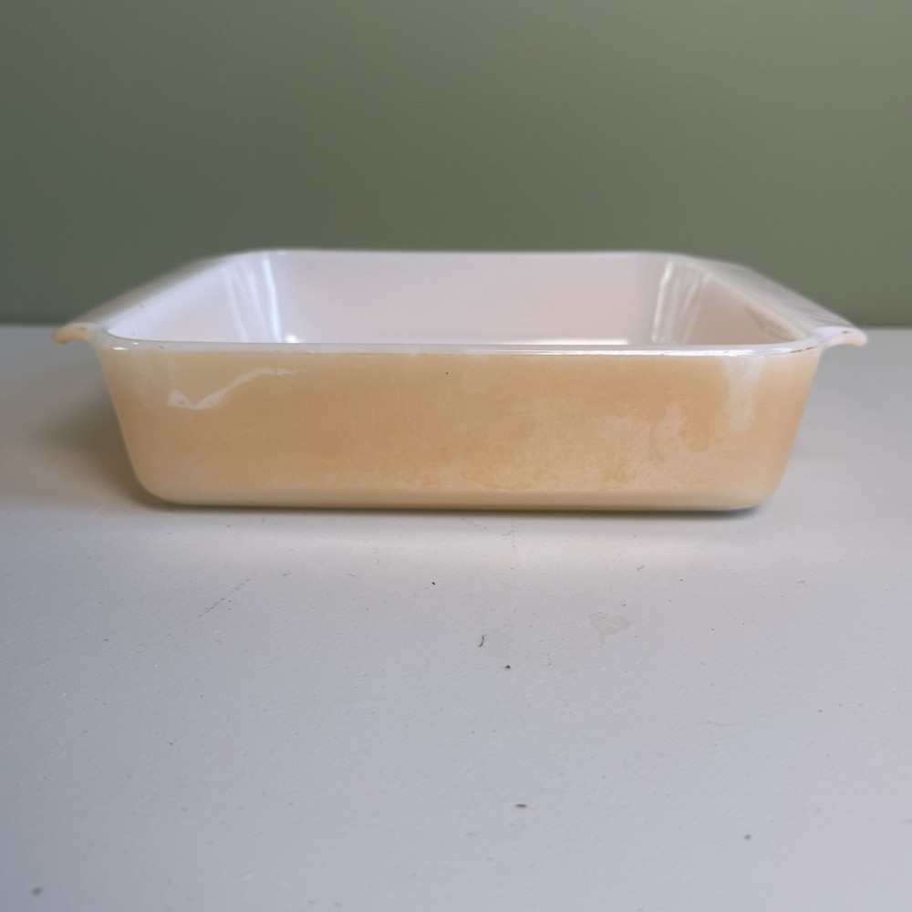 Vintage Fire-King Peach Lustre 8X8 Baking Dish Anchor Hocking Usa
