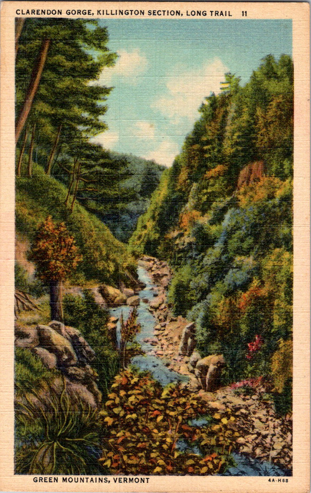 Vintage Postcard Clarendon Gorge Vermont Killington Green Mountains Trail