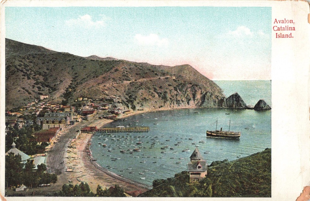 Santa Catalina Island California, Avalon Bay, Ship Boats, Vintage Postcard