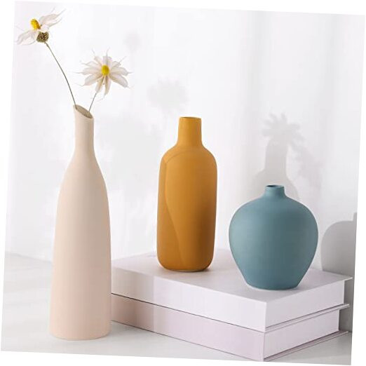 Colorful Minimalist Ceramic Vase Set of 3 for Modern Home Decor