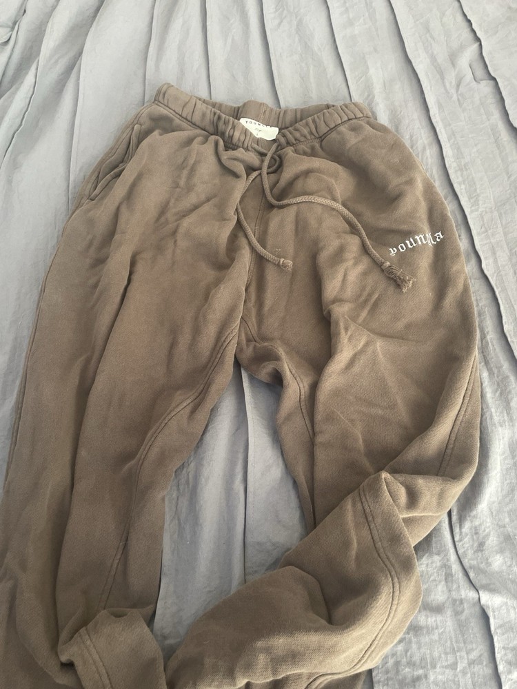 YOUNGA Brown Men's Fleece Sweatpants with Drawstring and Pockets