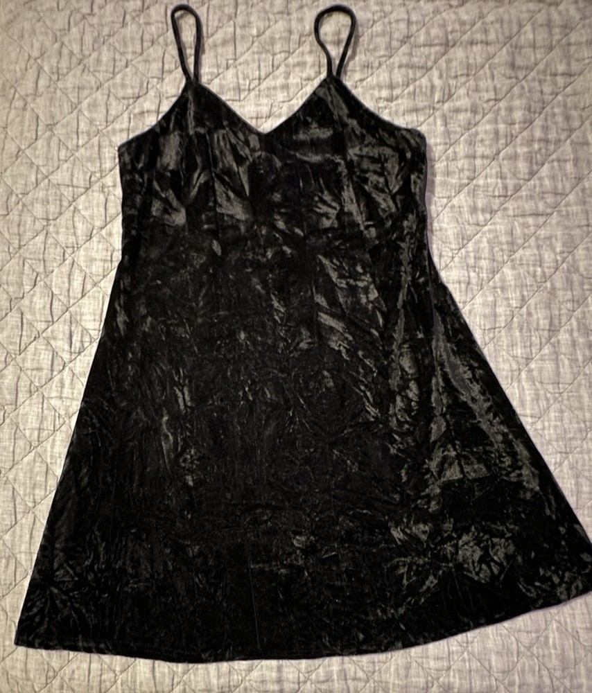 Angie Women's M Crushed Velvet Mini Dress Spaghetti Strap Whimsigoth Y2K Punk