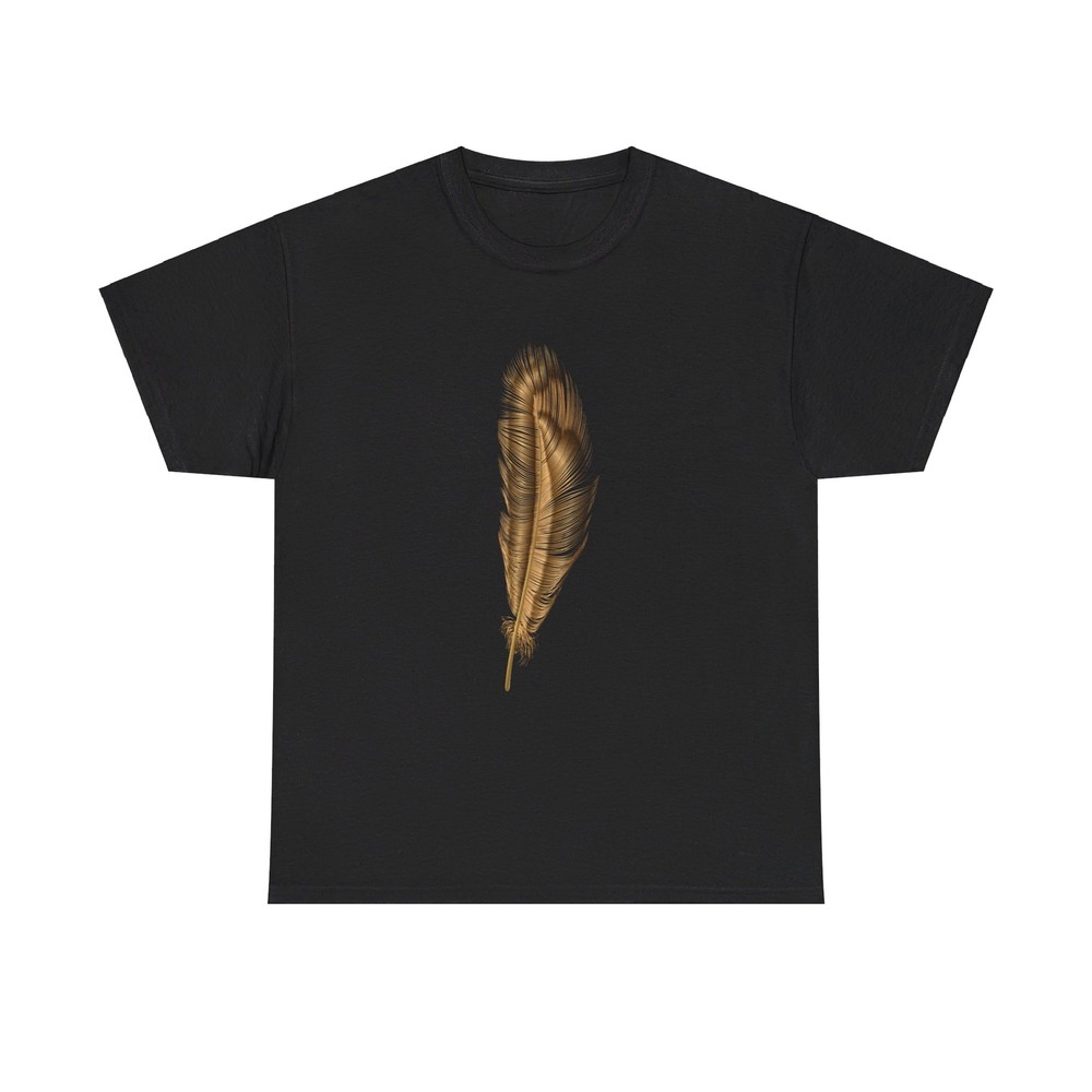Elegant Golden Feather Graphic T-Shirt - cool minimal gold abstract luxury cute-image