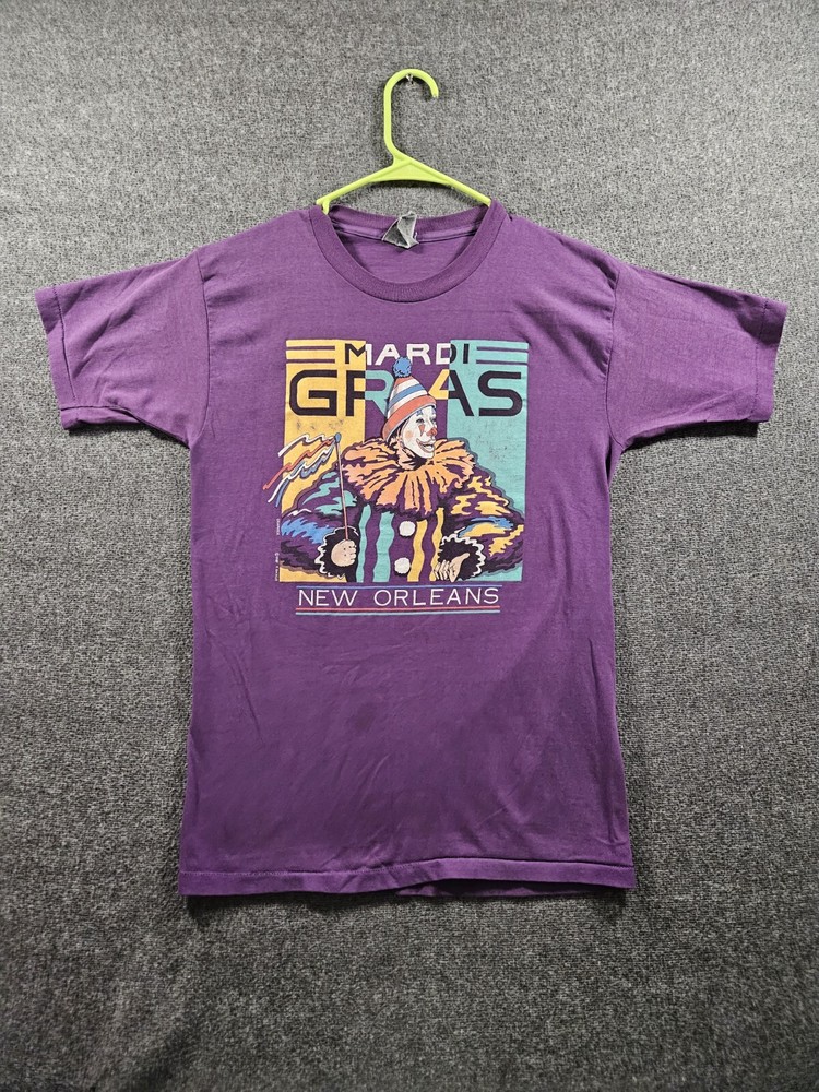 Vintage Mardi Gras Graphic T-Shirt 80s M/L Single-Stitch FAST SHIPPING
