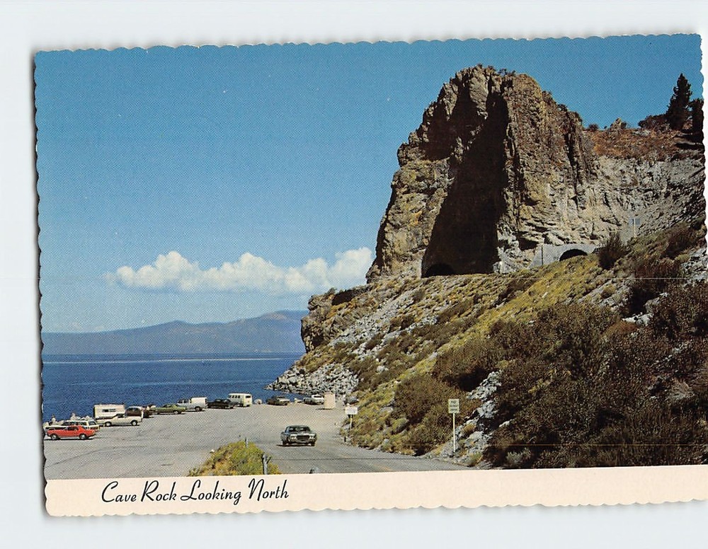 Postcard Cave Rock Looking North Lake Tahoe Nevada USA
