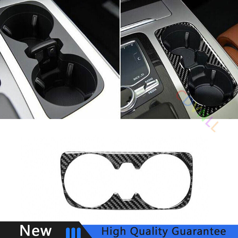 For Audi Q7 2016-2019 Real Carbon Fiber Middle Console Water Cup Frame Trim 1PCS