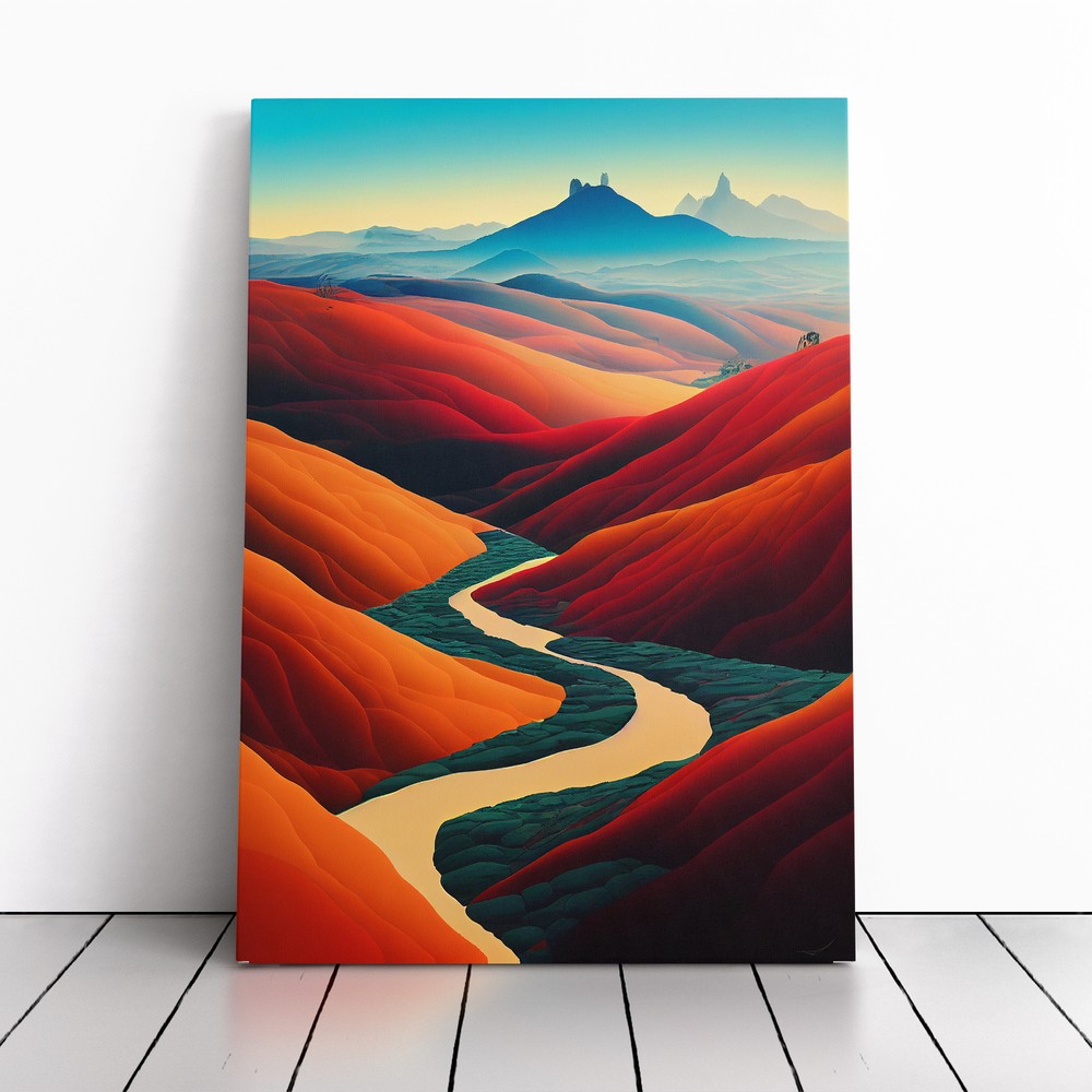 Mountain Valley Landscape No.1 Canvas Wall Art Print Framed Picture Home Decor