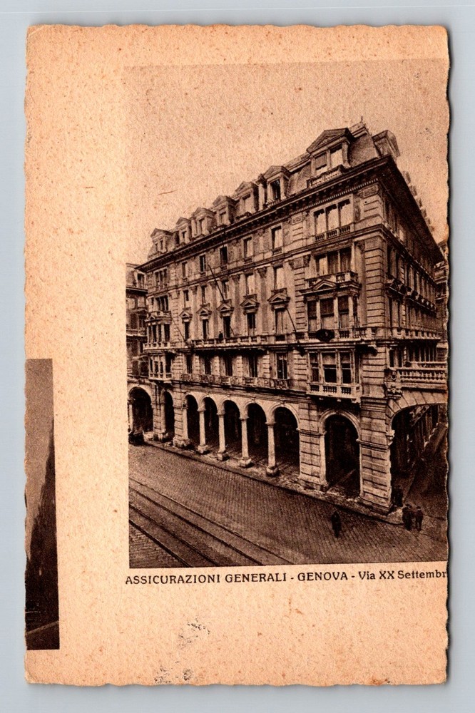 Italy- Genoa Historic General Insurance Building Old Postal PC Vintage Postcard