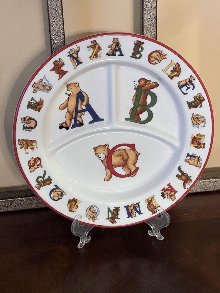 Tiffany and Co. Alphabet Bears Baby Childs Compartment Plate 1994