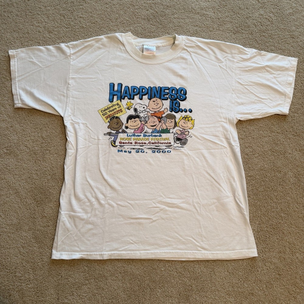 Vintage Peanuts Graphic T Shirt Size Mens XL  Snoopy “Happiness Is..” 50 Years
