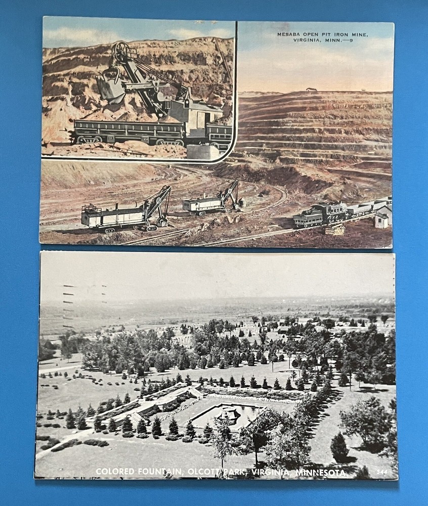 Virginia Minnesota MN Postcard Lot Mesaba Mountain Open Pit Mine & Olcott Park