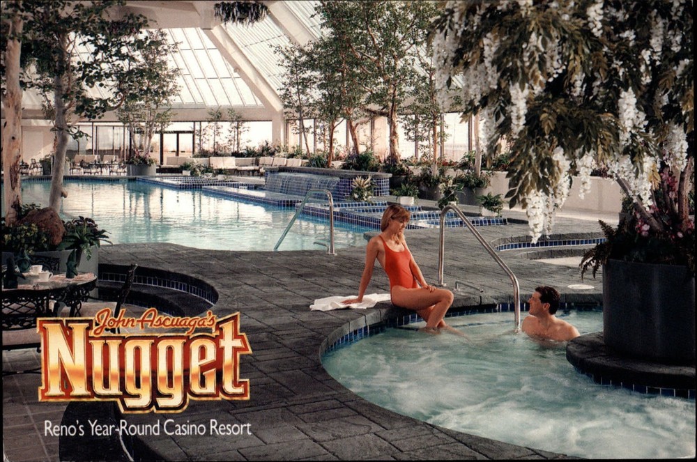 Nugget Hotel Casino Reno Nevada swimming pool hot tub ~ vintage postcard