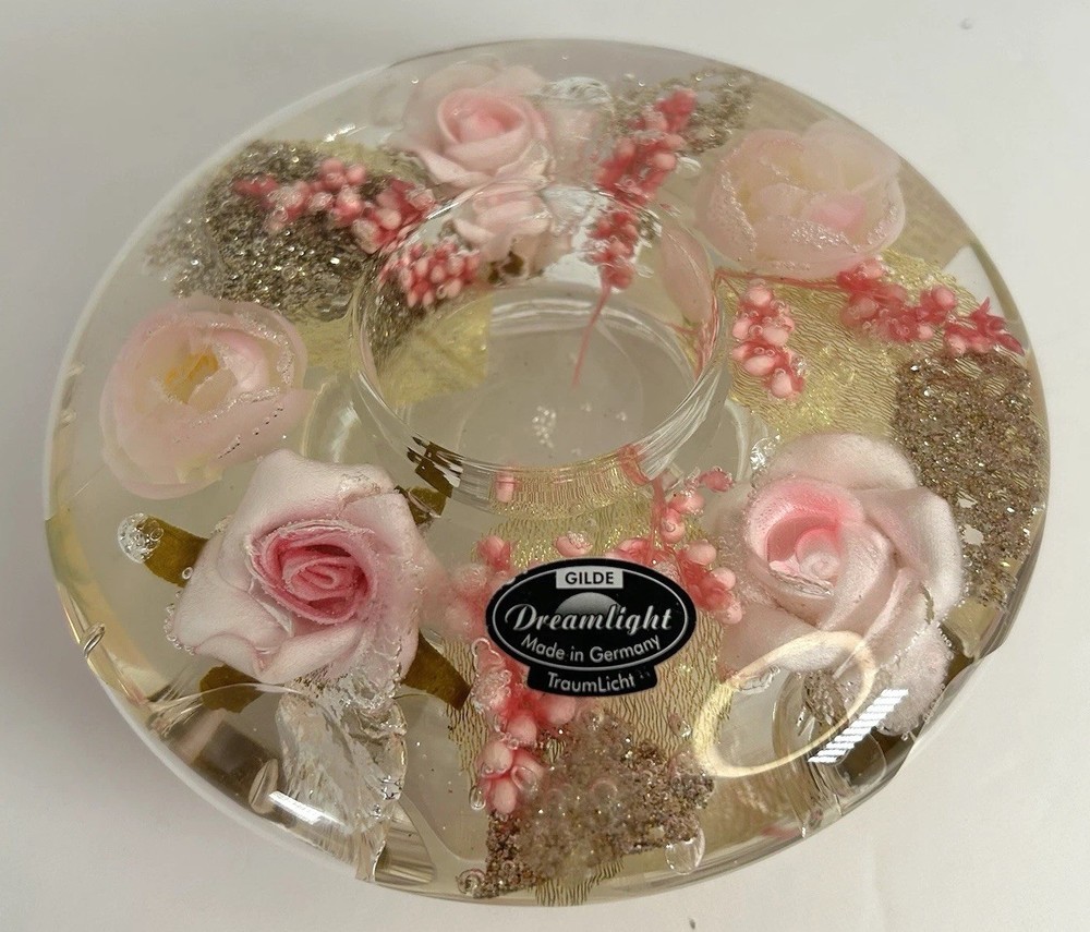 Gilde Dreamlight Tea Light Candle Holder Floral TraumLicht Made in Germany 5.5