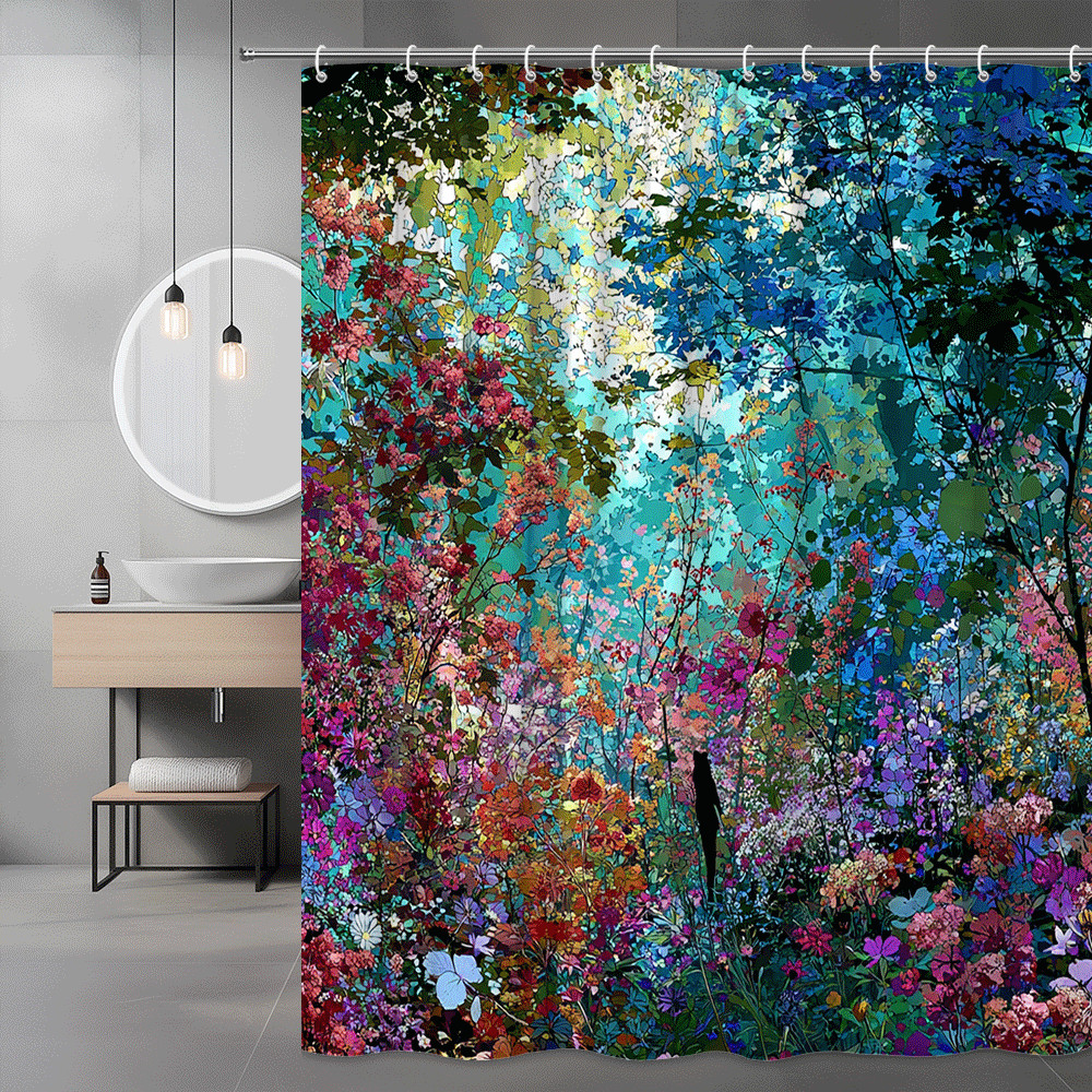 Colorful Floral Garden Shower Curtain Abstract Flower Print
