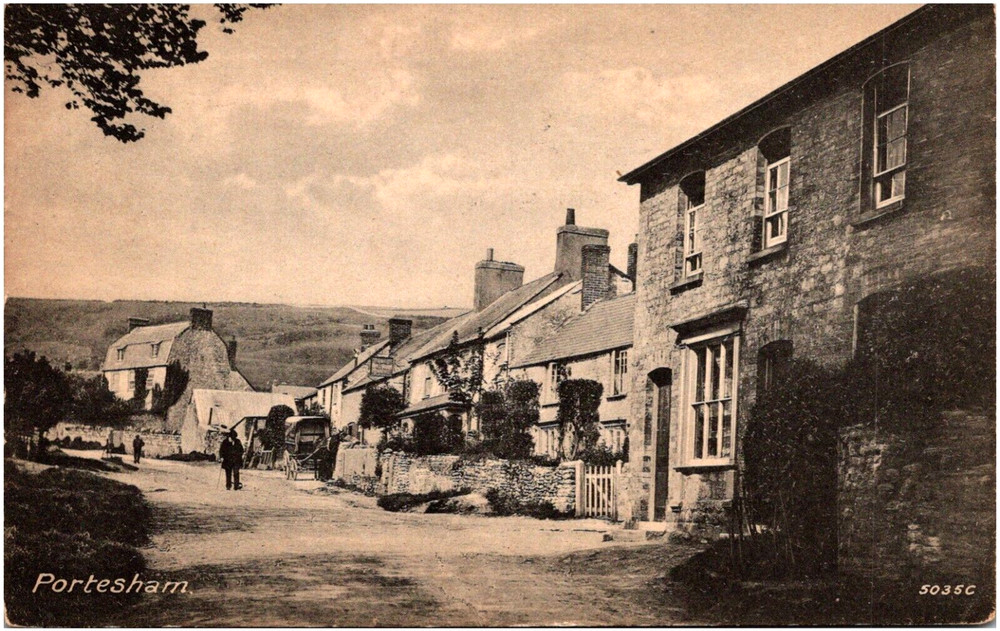 Street View & Houses in Portesham England United Kingom 1922 Postcard Photo