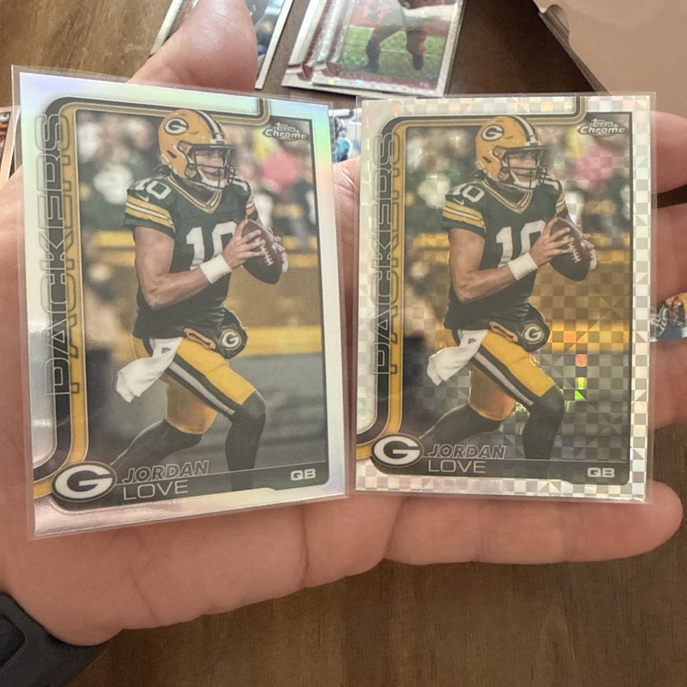 2025 Topps Chrome NFL Green Bay Packers 2 Card Lot - Jordan Love 2 Refractors