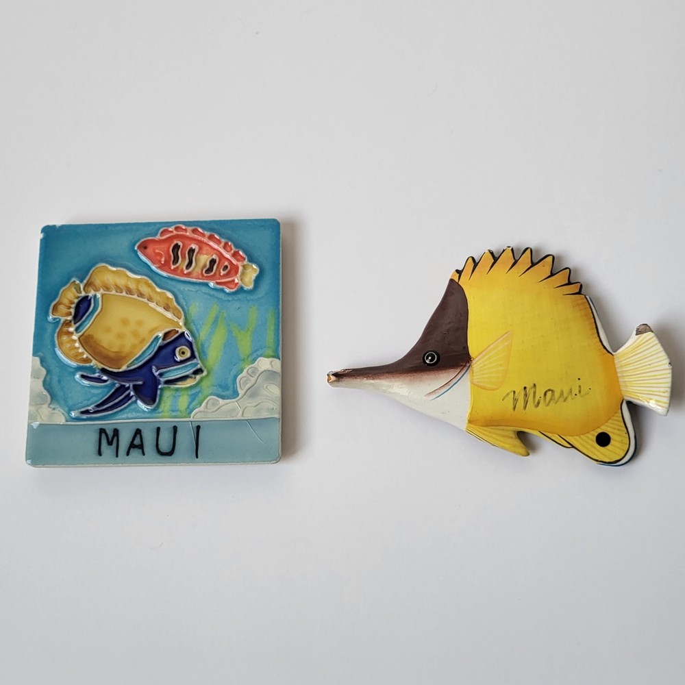 Maui Fish Refrigerator Magnets Fridge (2) Tile Art Tropical Sea Ocean Travel HI