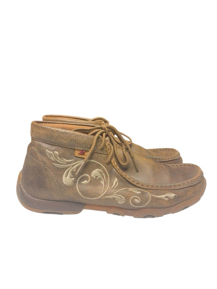 Twisted X Leather Chukka Driving Moc Boots Women’s 9M Brown Work Casual