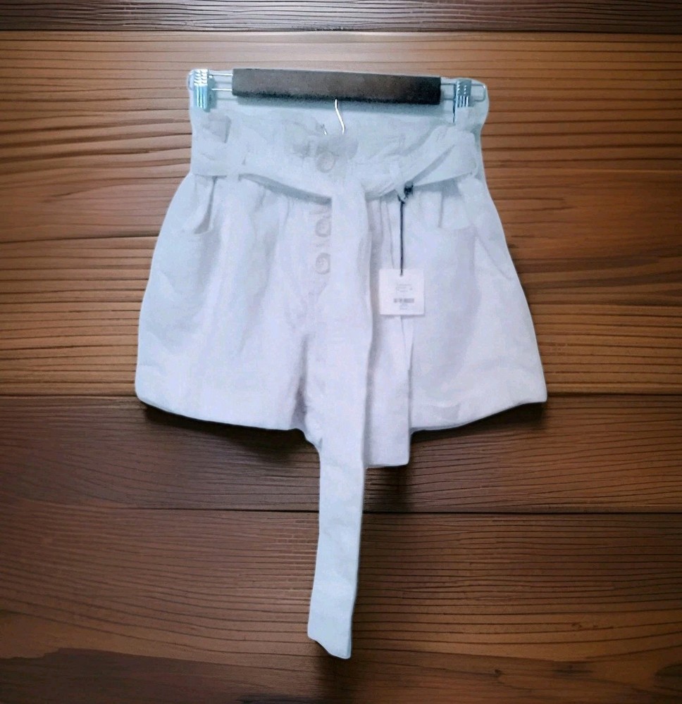 NWT Tgla Handmade Shorts Women's Small White Button Pockets In Front/ Back