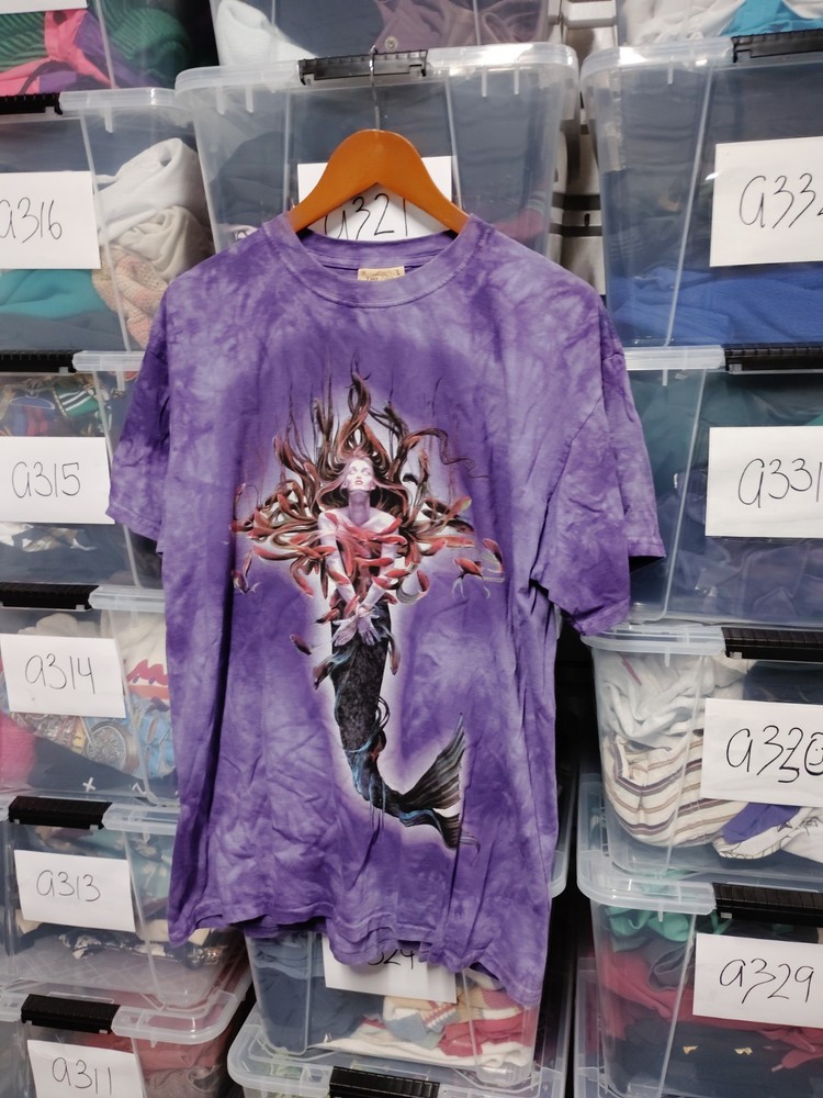 Vtg Mountain Mermaid Tie Dye Purple Large A11