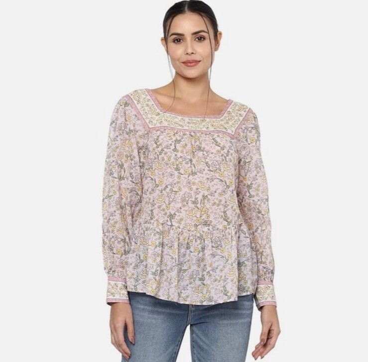 American Eagle Outfitters Floral Blouse Size M Pink Relaxed Summer Boho