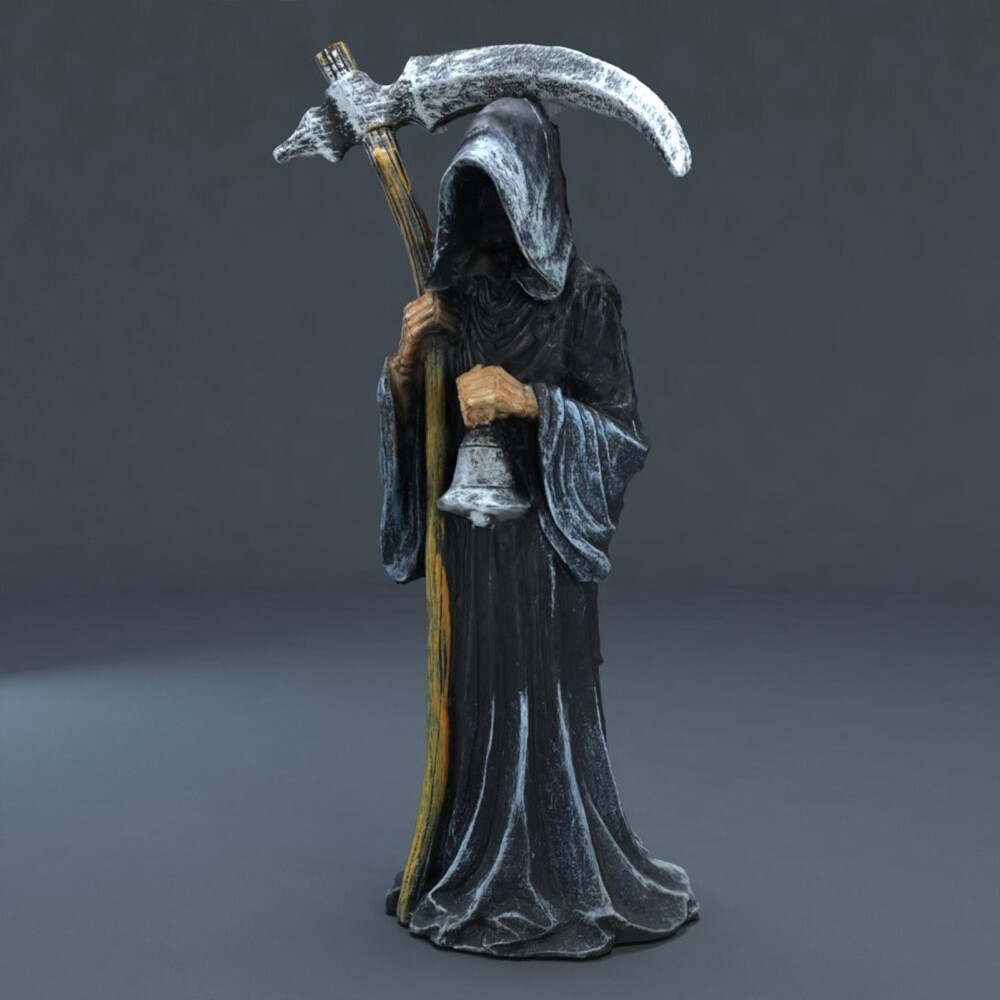 Muerte Holding Scythe Standing Figurine Halloween Resin Statue Home Decoration