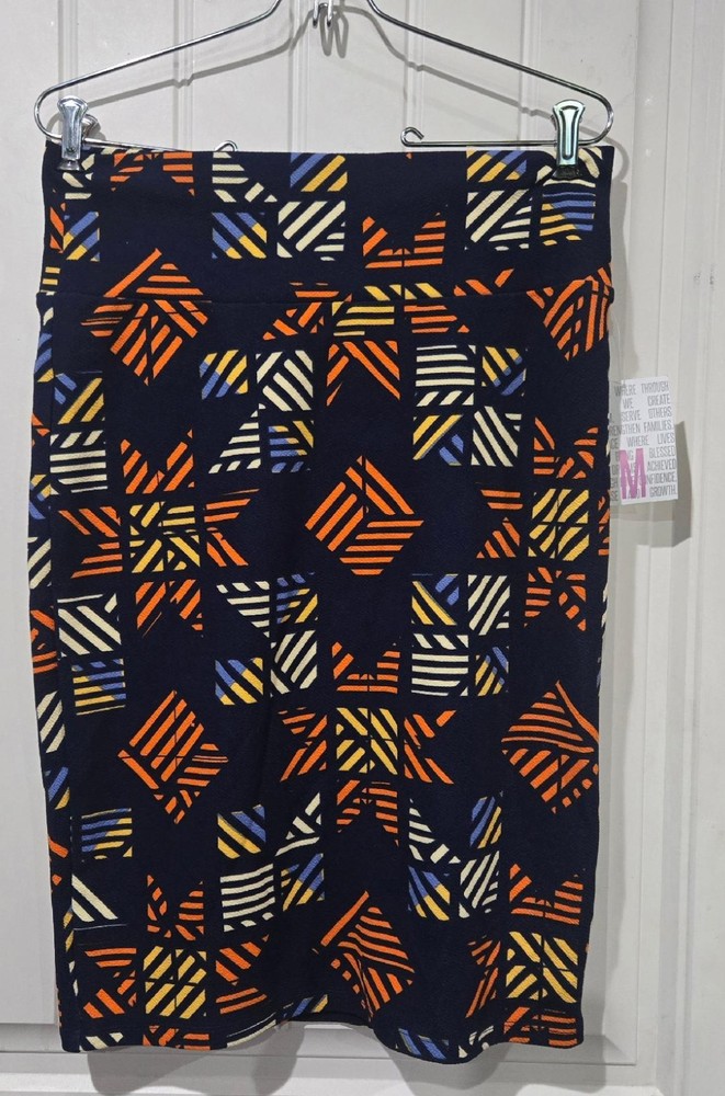 Lularoe Cassie Pencil Blue Geometric  Skirt  Women’s Size MEDIUM-NWT
