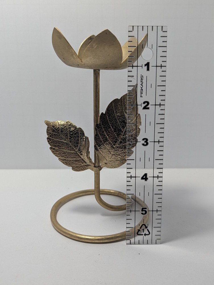 VTG Avon Tulip Flower Tealight Candle Holder Metal Brass Gold 6