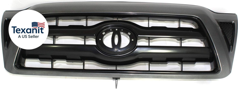 Grille Assembly Compatible with 2005-2008 Toyota Tacoma Paintable Shell and Inse