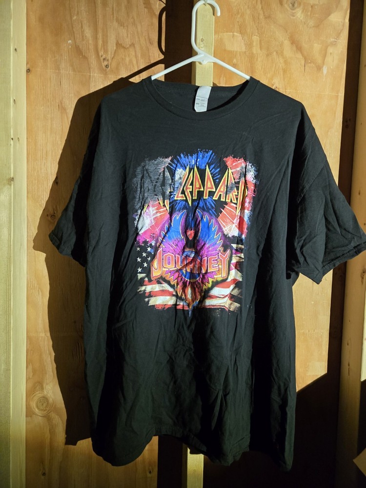 Def Leppard Summer Stadium Tour 2024 Black Shirt Journey T-Shirt Concert  2XL