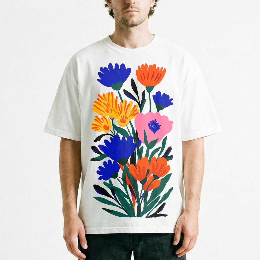 Bold Mixed Wildflower Bouquet Floral Unisex T-Shirt Nature Lover Gift Tee