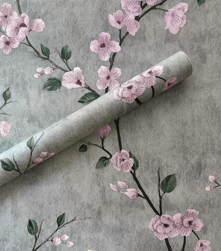 Floral Peel and Stick Wallpaper Grey Contact Paper Flower Waterproof Modern Wall