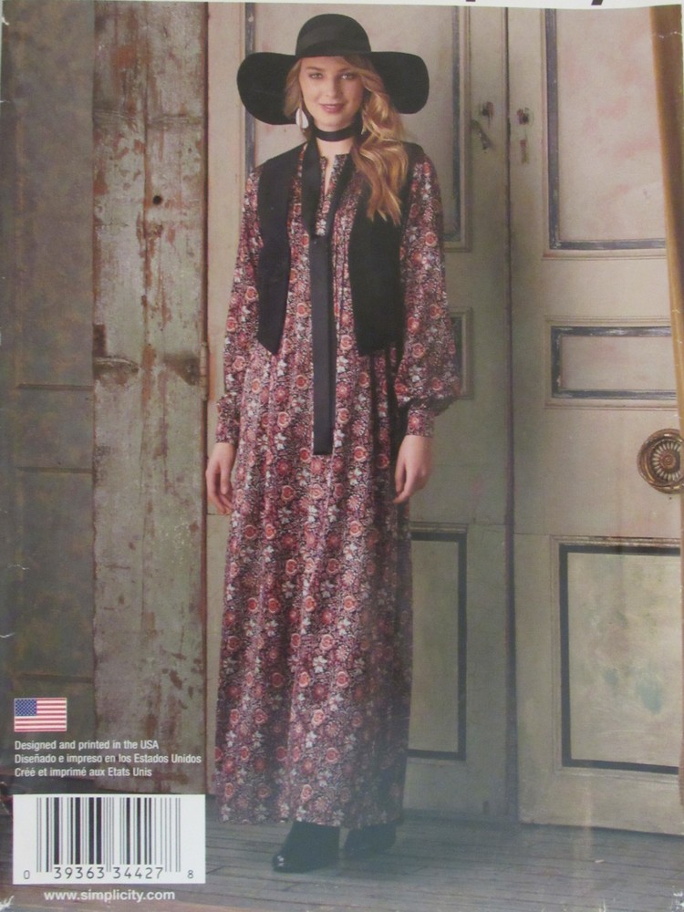 Mod OOP SIMPLICITY 0927 Misses Maxi Dress Lined Vest & Tie PATTERN 12-20 UC