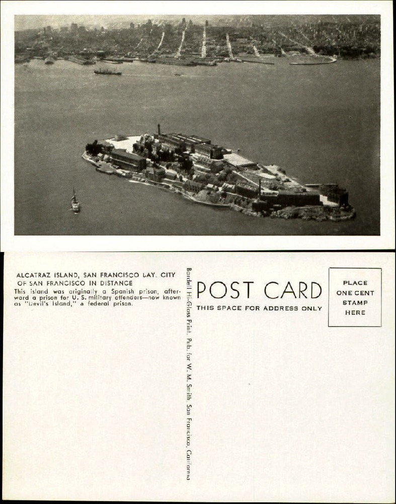 Alcatraz Island San Francisco Bay California CA 1940s aerial view