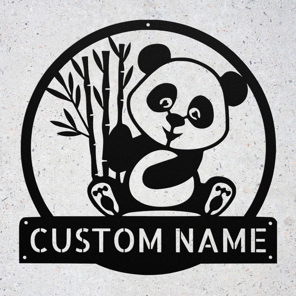Custom Panda Bear Metal Sign - Personalized Wall Art Gift for Animal Lovers