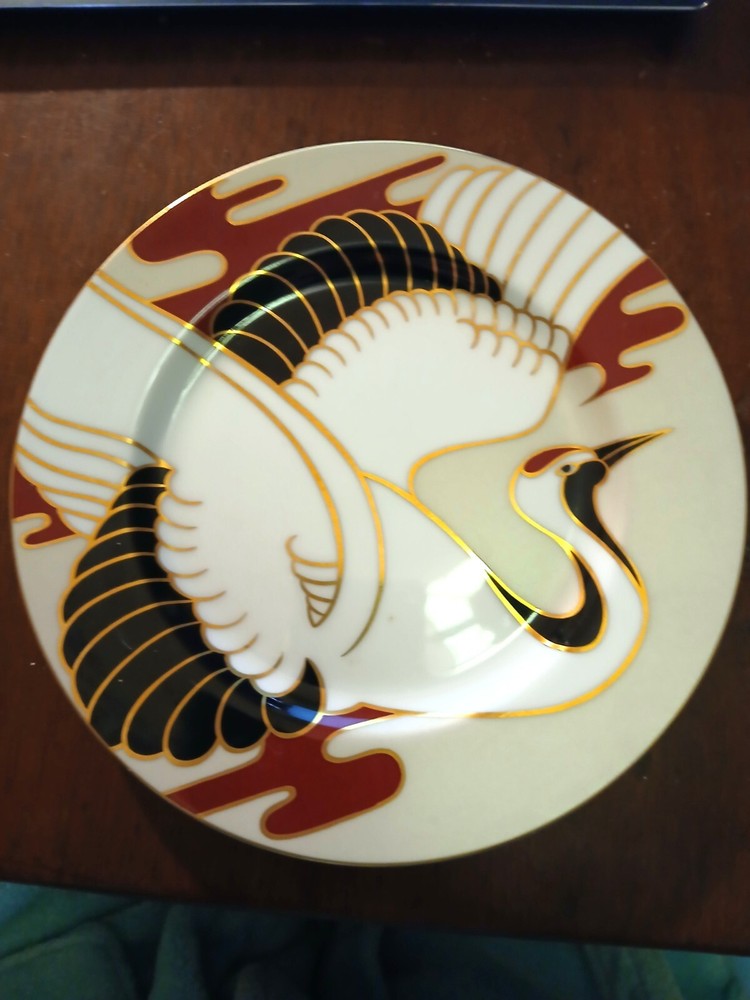 Fitz & Floyd Tancho Stork  porcelain salad plate 7.5