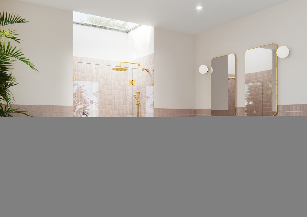 Stellar 78H x 64.5W Brass Frameless Hinged Glass Shower Door GHF-64.5