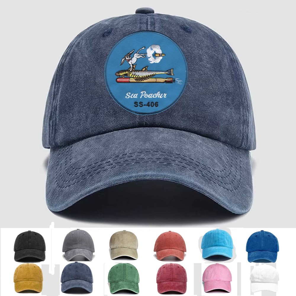 Custom Embroidered Hat SS-406 USS Sea Poacher, Veteran Cap, Trucker Hat, Gift