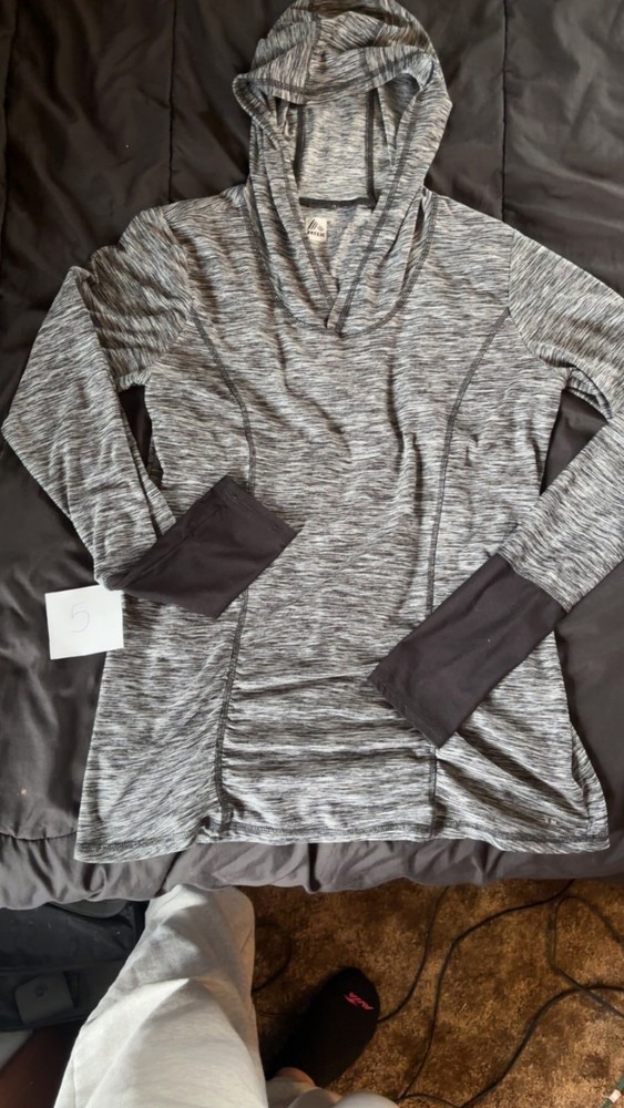 RBX Women's Gray Pullover Hoodie Long Sleeve Stretch Knit Size L