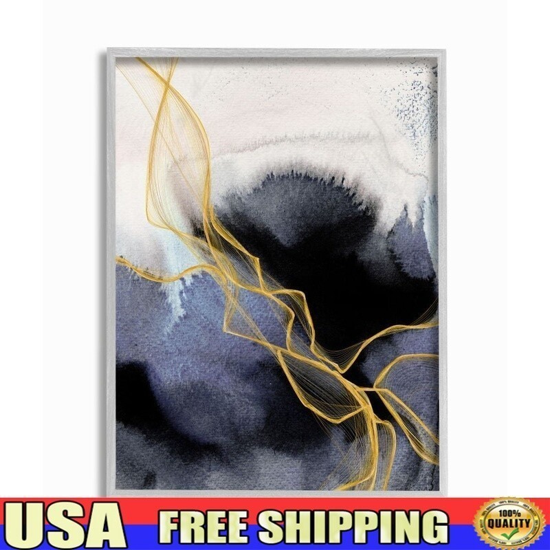 Framed Coastal Abstract Organic Lines Wall Art Textured Giclee Home Decor Modern