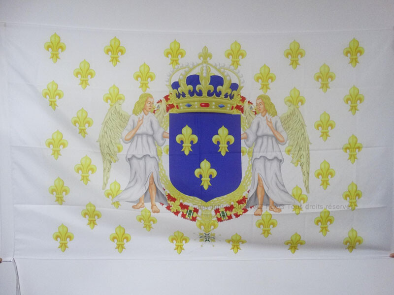 KINGDOM OF FRANCE ANGELS FLAG 2' x 3' for a pole - FRENCH ROYAL FLAGS 60 x 90 cm