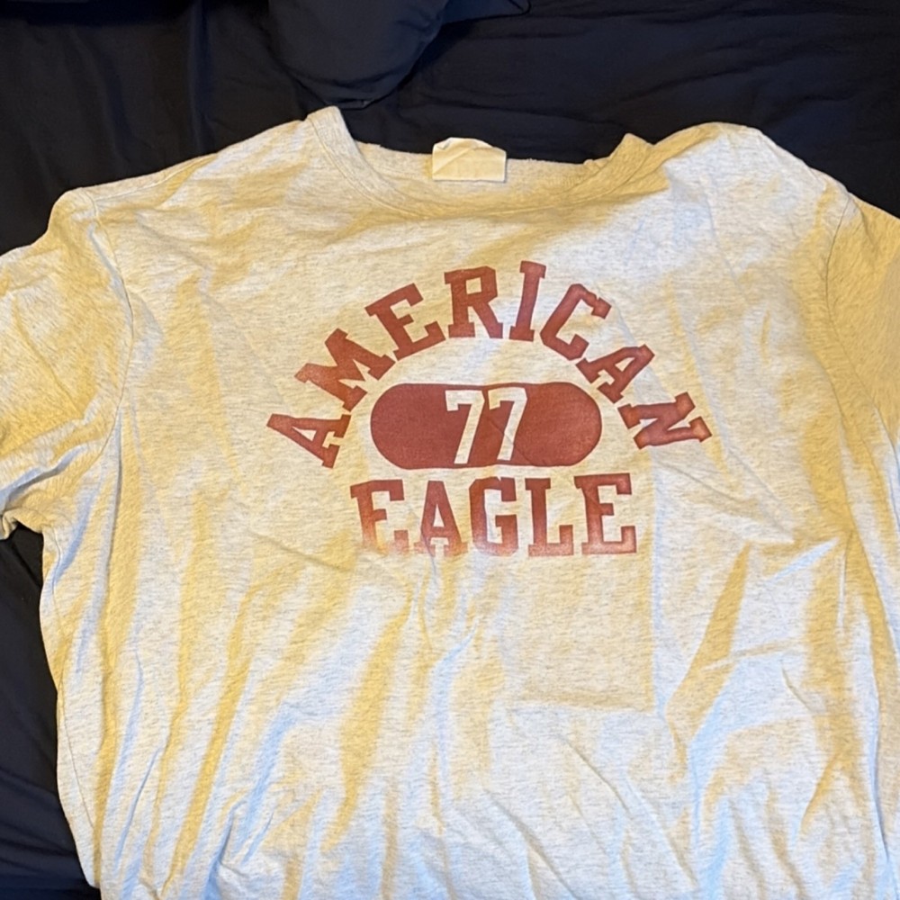 American Eagle Vintage Vault Men's Logo T-Shirt Gray M Crew Neck Short Sleeve
